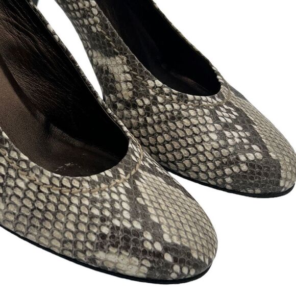 AGL Pumps Shoes Women's 39.5 Multi-Color Almond Toe Snakeskin Embossed Leather - Picture 5 of 12